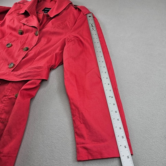 St. John's Bay Women's Size XL Red Trench Coat Double Breasted Belted Jacket - Picture 4 of 16